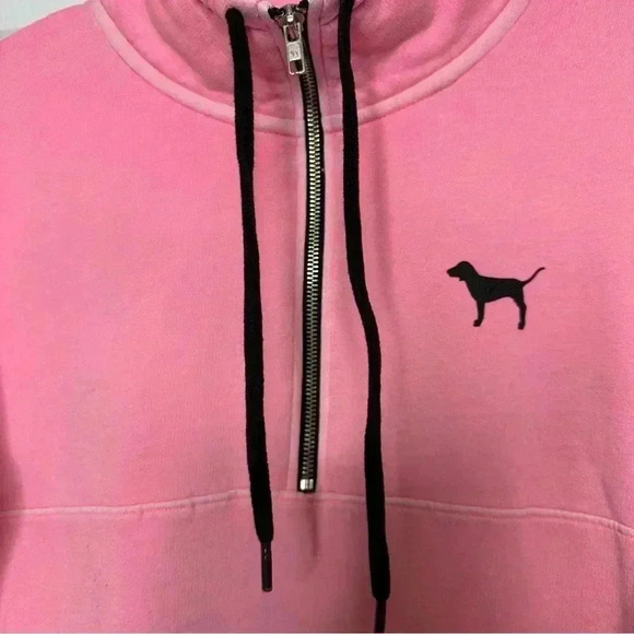 Victoria’s Secret PINK Sweatshirt Half Zip Pink &  Black Size Extra Small - Picture 8 of 16